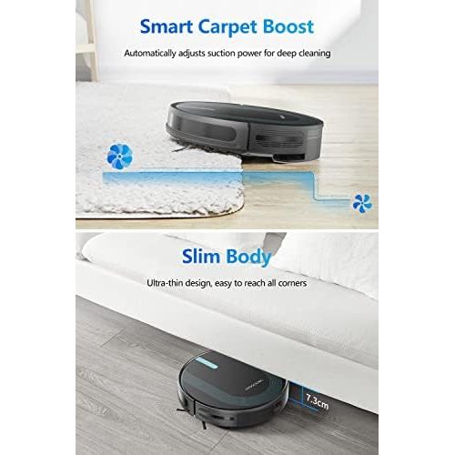  [아마존베스트]Proscenic 850T WLAN Robot Vacuum Cleaner, Robot Alexa & Google Home & App Control, Robot Vacuum Cleaner with Wiping Function, 3000 Pa Suction Power on Carpets and Hard Floors, Magn