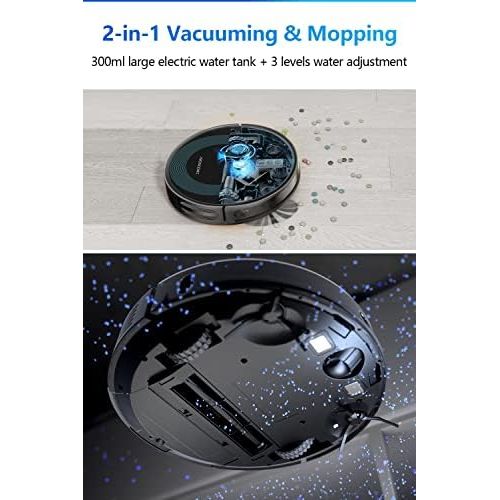  [아마존베스트]Proscenic 850T WLAN Robot Vacuum Cleaner, Robot Alexa & Google Home & App Control, Robot Vacuum Cleaner with Wiping Function, 3000 Pa Suction Power on Carpets and Hard Floors, Magn