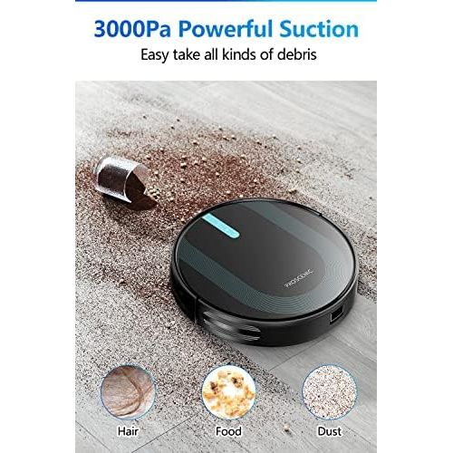  [아마존베스트]Proscenic 850T WLAN Robot Vacuum Cleaner, Robot Alexa & Google Home & App Control, Robot Vacuum Cleaner with Wiping Function, 3000 Pa Suction Power on Carpets and Hard Floors, Magn