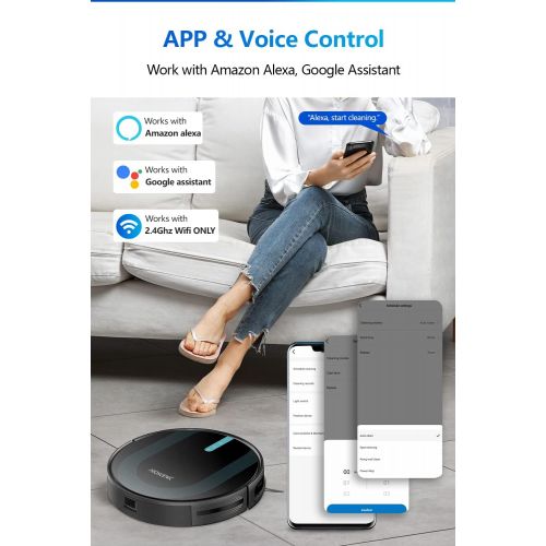  [아마존베스트]Proscenic 850T WLAN Robot Vacuum Cleaner, Robot Alexa & Google Home & App Control, Robot Vacuum Cleaner with Wiping Function, 3000 Pa Suction Power on Carpets and Hard Floors, Magn