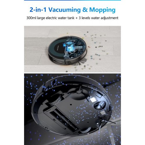  [아마존베스트]Proscenic 850T WLAN Robot Vacuum Cleaner, Robot Alexa & Google Home & App Control, Robot Vacuum Cleaner with Wiping Function, 3000 Pa Suction Power on Carpets and Hard Floors, Magn