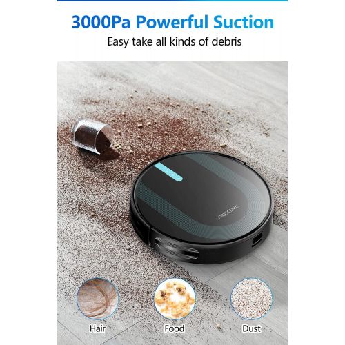  [아마존베스트]Proscenic 850T WLAN Robot Vacuum Cleaner, Robot Alexa & Google Home & App Control, Robot Vacuum Cleaner with Wiping Function, 3000 Pa Suction Power on Carpets and Hard Floors, Magn