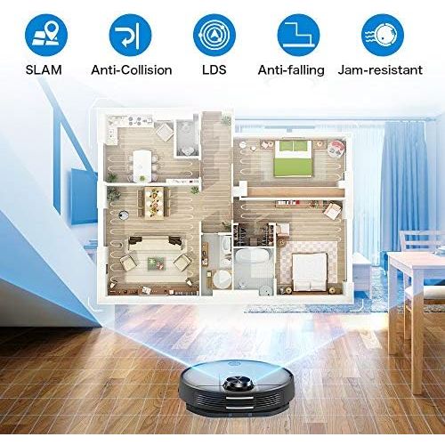  [아마존베스트]Proscenic M6 PRO WLAN Robot Vacuum Cleaner with Wiping Function, Vacuum Cleaner Robot with Laser Navigation, Alexa & Google Home & App Control, 2600 PA Suction Power and Selective