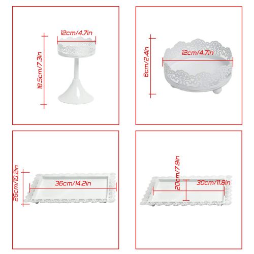  Proshopping 14 Set Antique Metal Cake Stand, Classical Round Cupcake Holder, Cake Plate Tray, Cookie Pedestal Display Tower, for Wedding Birthday Party, with Crystals Pendants and