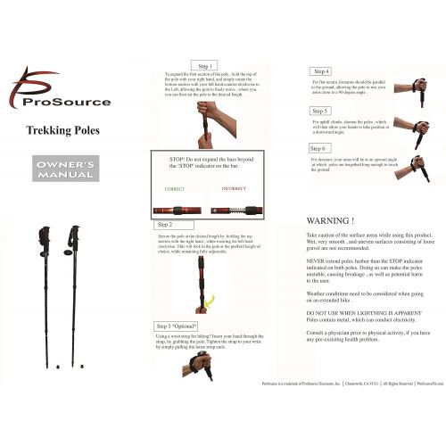  ProsourceFit Prosource Fit Anti Shock Trekking/Walking/Hiking Poles with Compass (Set of 2)