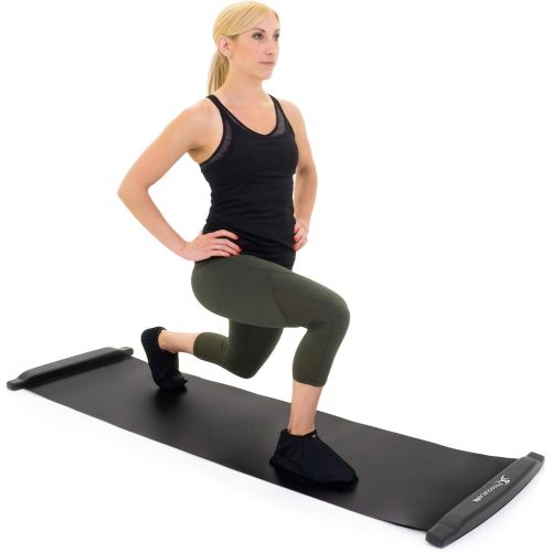  ProsourceFit Slide Board and Slide Board Pro for Exercise 6’ with End Stops, Booties & Carrying Bag for Low-Impact Indoor Home Workouts and Sports Training