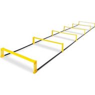 ProsourceFit Raised Speed & Agility Ladder with 6 Collapsible Hurdles for Footwork, Football & Soccer Elevated Training Workout Equipment