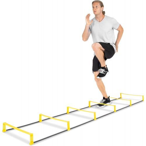  ProsourceFit Raised Speed & Agility Ladder with 6 Collapsible Hurdles for Footwork, Football & Soccer Elevated Training Workout Equipment