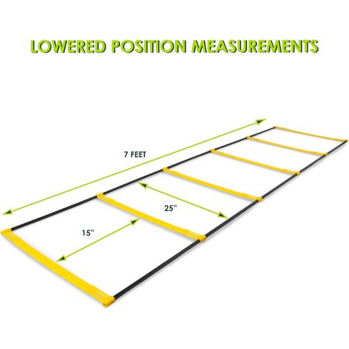  ProsourceFit Raised Speed & Agility Ladder with 6 Collapsible Hurdles for Footwork, Football & Soccer Elevated Training Workout Equipment