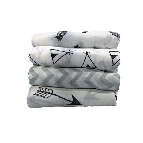  Prosper Products Bamboo Muslin Baby Swaddle Blankets, Receiving Blanket Multi-Purpose 47 X 47 Unisex Nursing Cover Four Pack