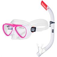 Prosske Schnorchelset CATFISCH Schnorchelmaske Taucherbrille Anti-Fog aus Gehartetem Glas und Dry Top Schnorchel Kinder und Jugendliche