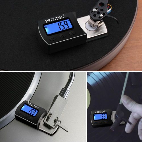  Proster 5g/0.01g Turntable Stylus Force Tracking Scale Phono Turntable Cartridge Pressure Gauge Tone Arm Scale Record Stylus Alignment with LCD Backlight for Tonearm Phono Cartridg