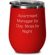 Proud Gifts Apartment Manager by Day. Ninja by Night. Wine Glass, Apartment manager Stainless Steel Wine Tumbler, Beautiful s For Apartment manager