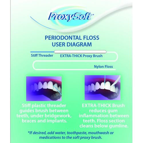  Proxysoft 12 Packs of Dental Floss for Braces with Threader and Thick Proxy Brush for Daily Care of Periodontal Disease and Gum Health - Orthodontic Flossers for Braces and Teeth, Periodonta