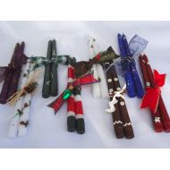 PruVisions Christmas decor, painted Christmas taper candles, winter taper candles, winter decor, holiday candles