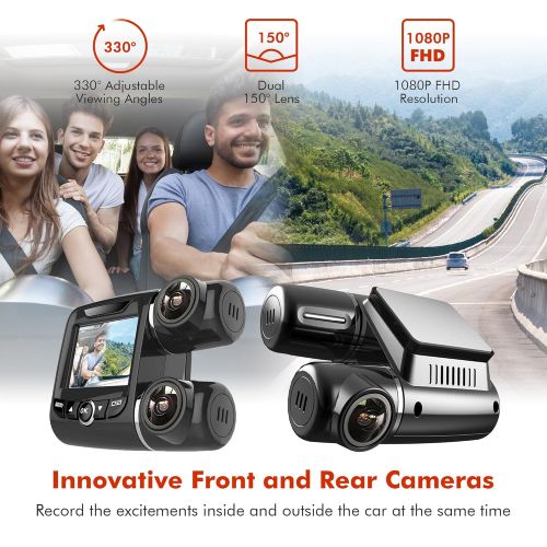  Pruveeo PV2 Dash Cam Dual FHD 1920x1080P Front and Cabin, Dash Camera for Cars Uber Lyft Truck Taxi Drivers