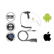 Pryme 1-Wire Acoustic Tube Earpiece and Mic with Wireless PTT for PoC Push-to-Talk Over Cellular Applications Kodiak Sonim Wave OnCloud On Apple iOS and Android (ESChat on iOS Zell