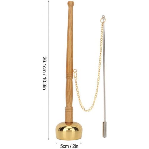  Hand Bell, Meditation Prayer Bells Buddhism Wooden Handle Brass Hand Bell Singing Scripture Implement Buddhist Supplies