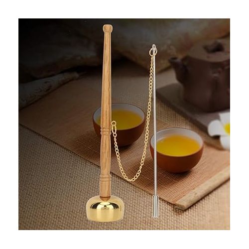  Hand Bell, Meditation Prayer Bells Buddhism Wooden Handle Brass Hand Bell Singing Scripture Implement Buddhist Supplies