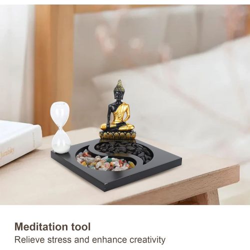  인센스스틱 Pssopp Zen Garden Kit Desktop Zen Garden Sitting Buddha Ornament Statue with Incense Stick Holder Decorative Stone Accessories Gift Set