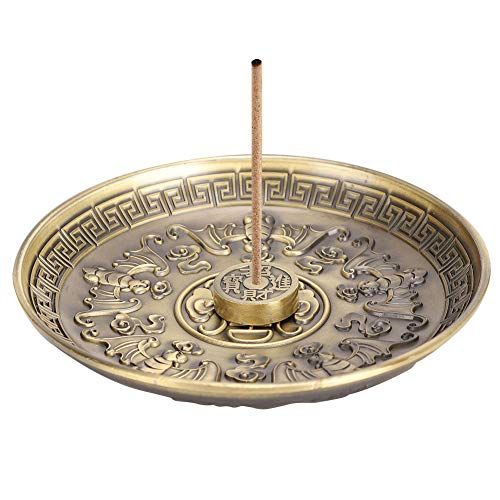  인센스스틱 Pssopp 4.3 Inch Incense Burner Holder, Zinc Alloy Stick Censer Burner Stand, Five Blessing Incense Stick Burner Plate