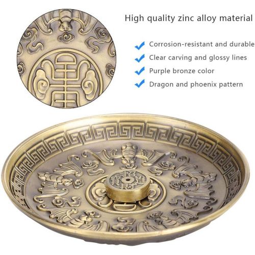  인센스스틱 Pssopp 4.3 Inch Incense Burner Holder, Zinc Alloy Stick Censer Burner Stand, Five Blessing Incense Stick Burner Plate