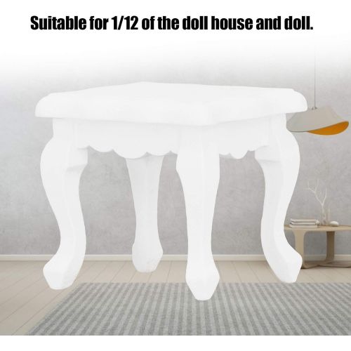  Pssopp 1:12 Dollhouse Miniature Tea Table Wooden White Side Table Mini Dollhouse Furniture Table for Childen Dollhouse Decoration Accessories