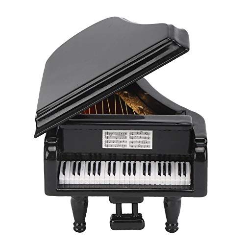  Pssopp Black Grand Piano Model Miniature Basswood Music Instrument Ornament Dolls House Living Room Furniture and Accessories Set