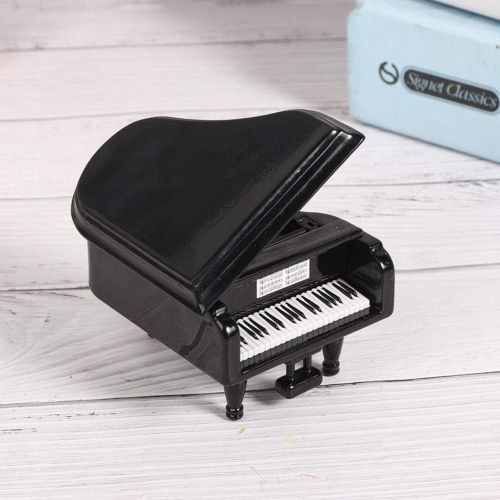  Pssopp Black Grand Piano Model Miniature Basswood Music Instrument Ornament Dolls House Living Room Furniture and Accessories Set