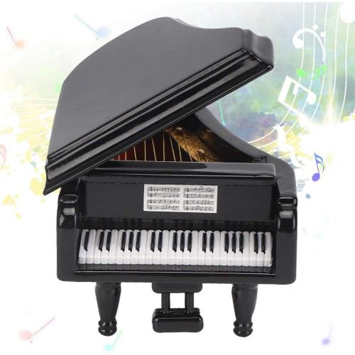  Pssopp Black Grand Piano Model Miniature Basswood Music Instrument Ornament Dolls House Living Room Furniture and Accessories Set
