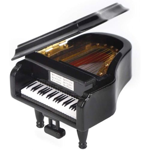  Pssopp Black Grand Piano Model Miniature Basswood Music Instrument Ornament Dolls House Living Room Furniture and Accessories Set