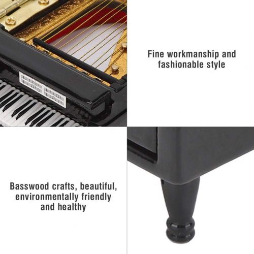  Pssopp Black Grand Piano Model Miniature Basswood Music Instrument Ornament Dolls House Living Room Furniture and Accessories Set