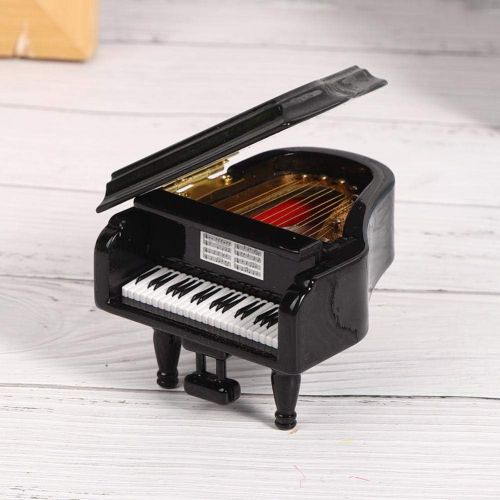  Pssopp Black Grand Piano Model Miniature Basswood Music Instrument Ornament Dolls House Living Room Furniture and Accessories Set