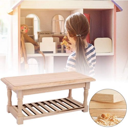  Pssopp 1/12 Dollhouse Miniature Dining Table Mini Wooden Dessert Table Dolls House Furniture Model Pretend Play Toy Gift for Kids