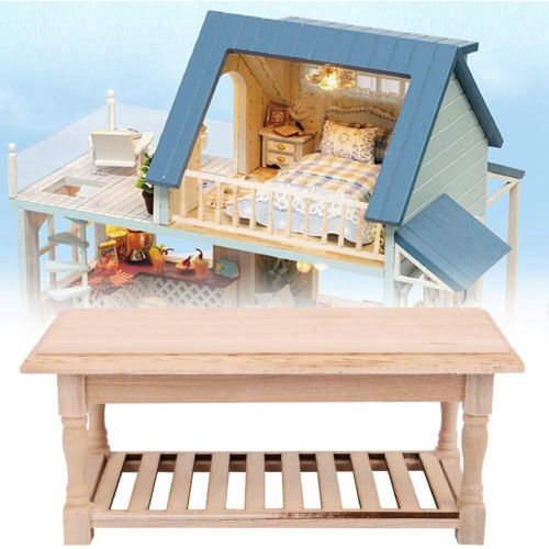  Pssopp 1/12 Dollhouse Miniature Dining Table Mini Wooden Dessert Table Dolls House Furniture Model Pretend Play Toy Gift for Kids