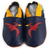 Pterodactyl Dinosaur Soft Sole Leather Baby Shoes by Augusta Baby