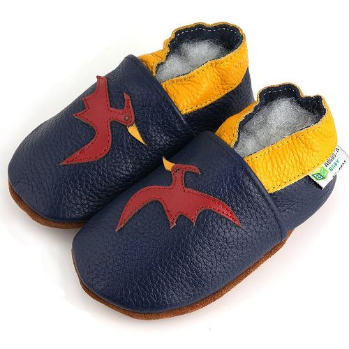  Pterodactyl Dinosaur Soft Sole Leather Baby Shoes by Augusta Baby