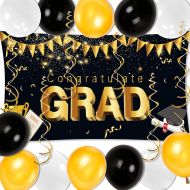 PuTwo 20 PCS Graduation Decorations Party Supplies 2022, Large Congrats Grad Banners Graduation Backdrop+Graduation Balloons+Hanging Swirls+Ribbon, Graduation Balloons 2022, Congrats Gra