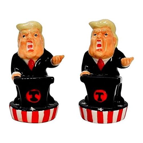  Puckator Flutter President Donald Trump Ceramic Salt and Pepper Cruet Set 10cm. Brand New & Boxed