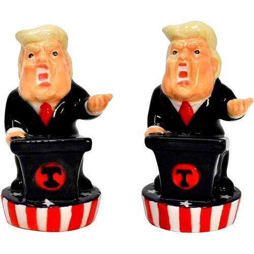  Puckator Flutter President Donald Trump Ceramic Salt and Pepper Cruet Set 10cm. Brand New & Boxed