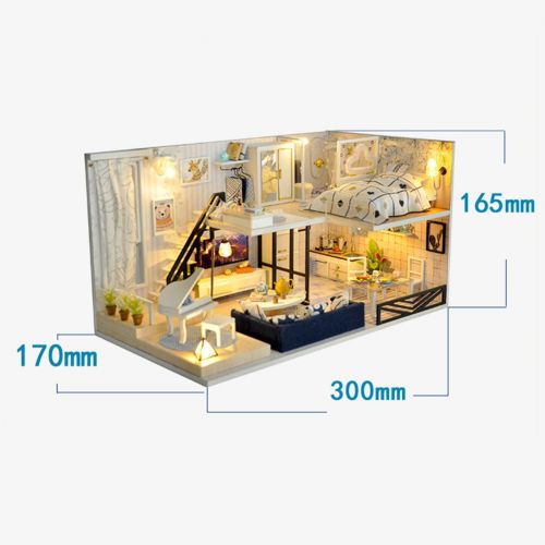  Pueri DIY Dollhouse Wooden Handmade Dollhouse Miniature DIY Kit Creative House with LED Perfect DIY Gift for Friends,Lovers and Families