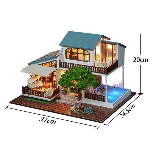  Pueri DIY Dollhouse Wooden Handmade Dollhouse Miniature DIY Kit Creative House with LED Perfect DIY Gift for Friends,Lovers and Families