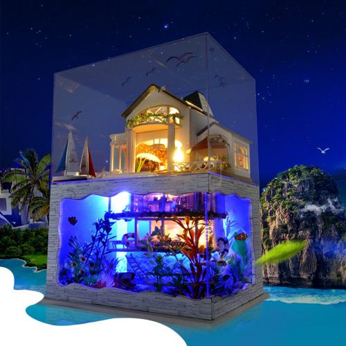  Pueri DIY Dollhouse Wooden Handmade Dollhouse Miniature DIY Kit Creative House with LED Perfect DIY Gift for Friends,Lovers and Families