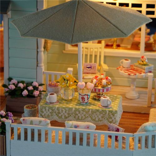  Pueri DIY Dollhouse Wooden Handmade Dollhouse Miniature DIY Kit Creative House with LED Perfect DIY Gift for Friends,Lovers and Families