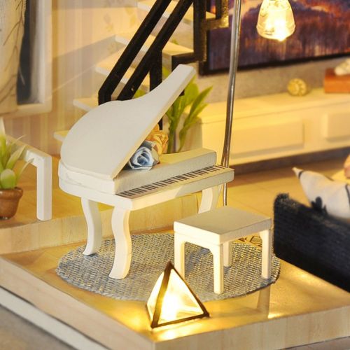 Pueri DIY Dollhouse Wooden Handmade Dollhouse Miniature DIY Kit Creative House with LED Perfect DIY Gift for Friends,Lovers and Families