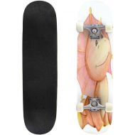 Puiuoo Prehistoric Watercolor Collection of Dinosaur Body Parts Fossils and Skateboard for Beginners Standard Skateboard for Adults Youth Kids Maple Double Kick Concave Boards Complete Sk