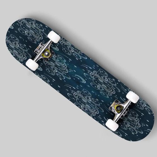  Puiuoo Seamless Galaxy Pattern Hand Painted Watercolor Background Skateboard for Beginners Standard Skateboard for Adults Youth Kids Maple Double Kick Concave Boards Complete Skateboard 3