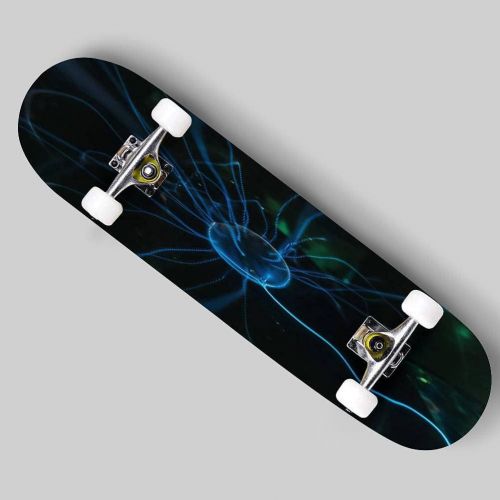  Puiuoo Street with Dark Clouds and Heavy rain Skateboard for Beginners Standard Skateboard for Adults Youth Kids Maple Double Kick Concave Boards Complete Skateboard 31x8