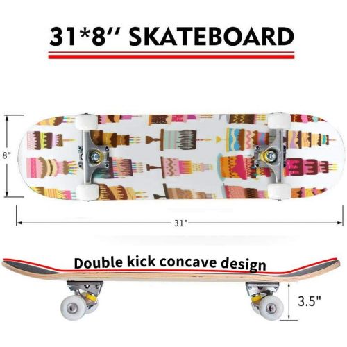  puiuoo Get Well Soon Stock Illustration Skateboard for Beginners Standard Skateboard for Adults Youth Kids Maple Double Kick Concave Boards Complete Skateboard 31x8
