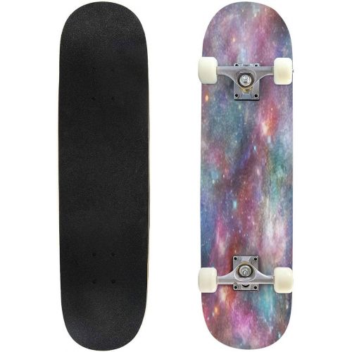  Puiuoo Dark Seamless Pattern with Stars Skateboard for Beginners Standard Skateboard for Adults Youth Kids Maple Double Kick Concave Boards Complete Skateboard 31x8